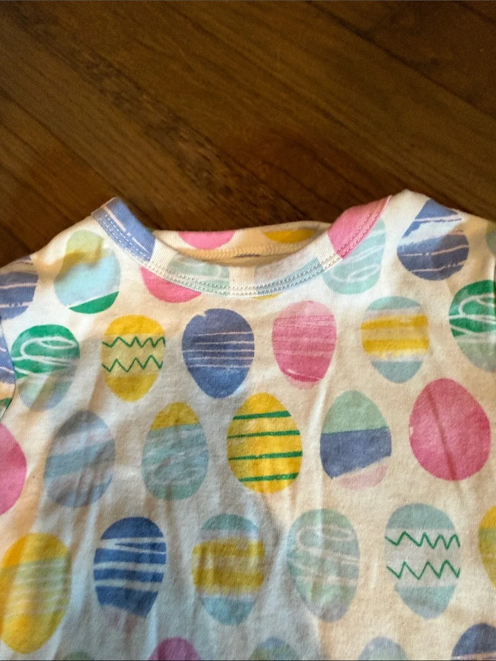 GAP White Short Sleeve Pajama Set with Pastel Egg Print